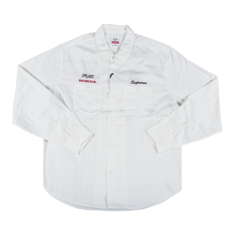 

Рубашка Supreme x Honda Fox Racing Work Shirt 'White', белый