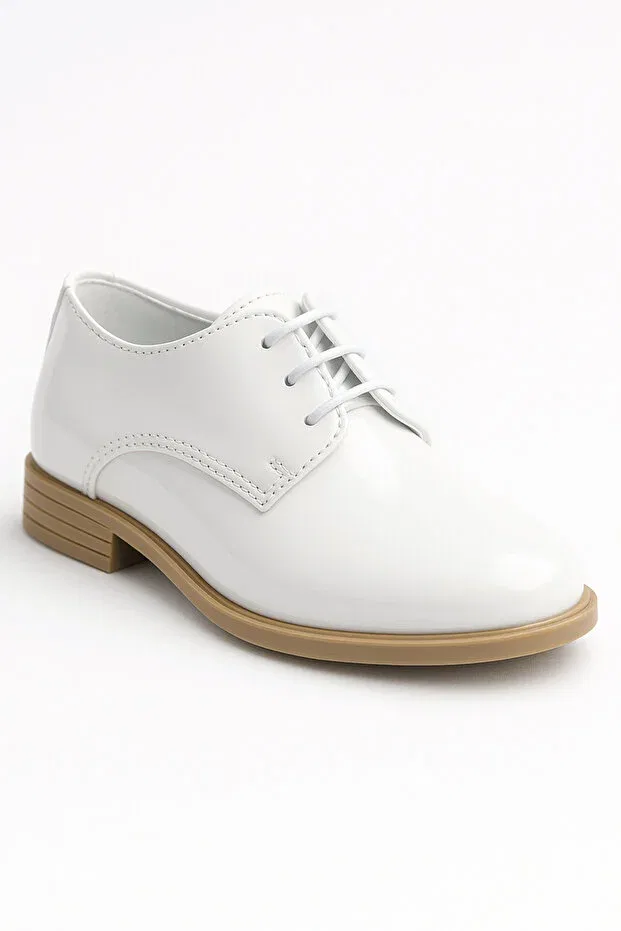 Детские туфли оксфорды для мальчиков лакированные Sirri, White