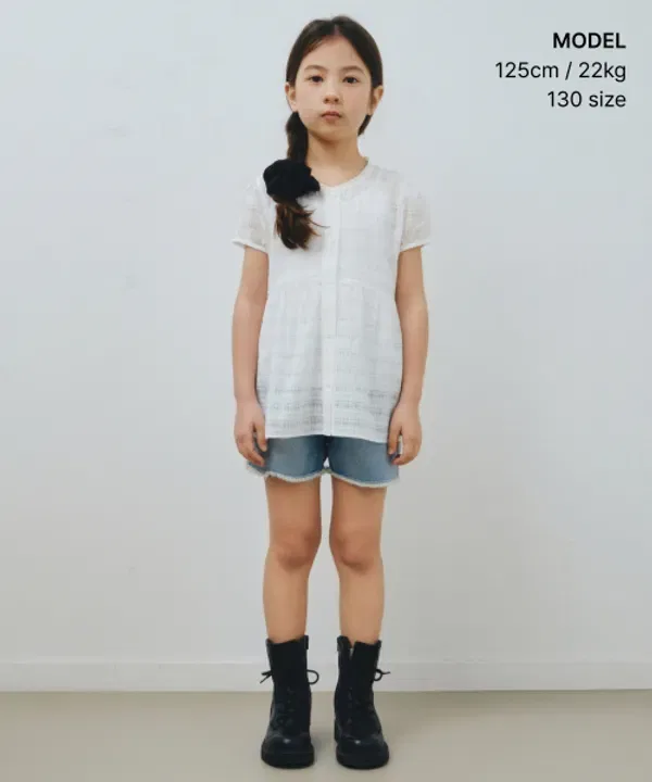 Шорты джинсовые мини, отрезанные, Musinsa Standard Kids, светло-индиго — фото 2