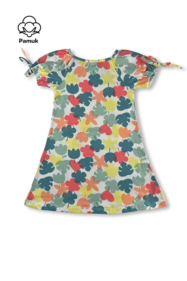Детское платье для девочек с принтом Balloon Sleeve Dress Difa Kids, Green — фото 2