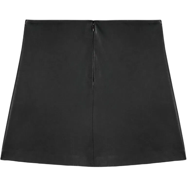 Женская юбка из кожи с моделью x Stefano Pilati, ZARA, Black — фото 3