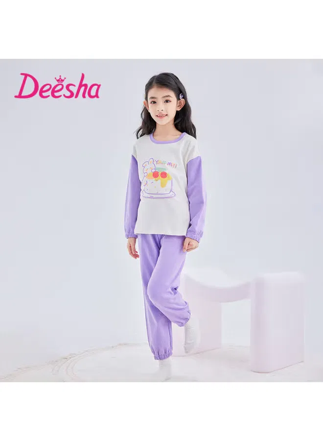 Пижама домашняя с длинным рукавом из чистого хлопка Deesha, лиловый — фото 2