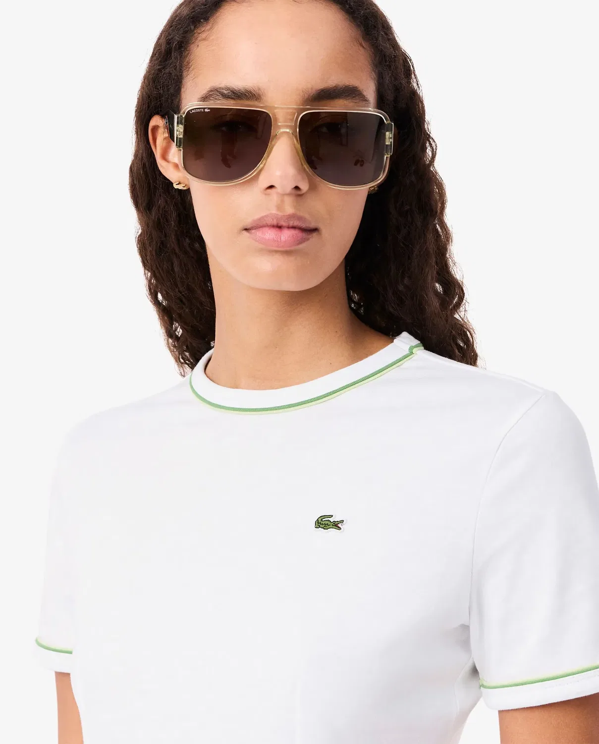 Платье Lacoste из джерси с контрастной отделкой, Белое — фото 3