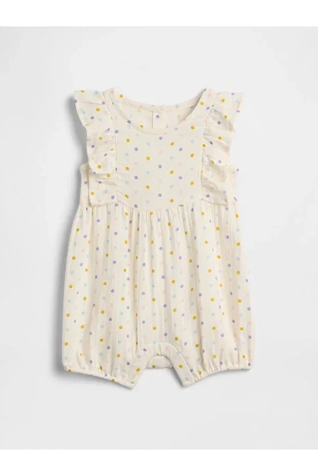 Детское боди-комбинезон для девочек с принтом Gauze Ruffle Romper Jumpsuit Gap, Cream-000