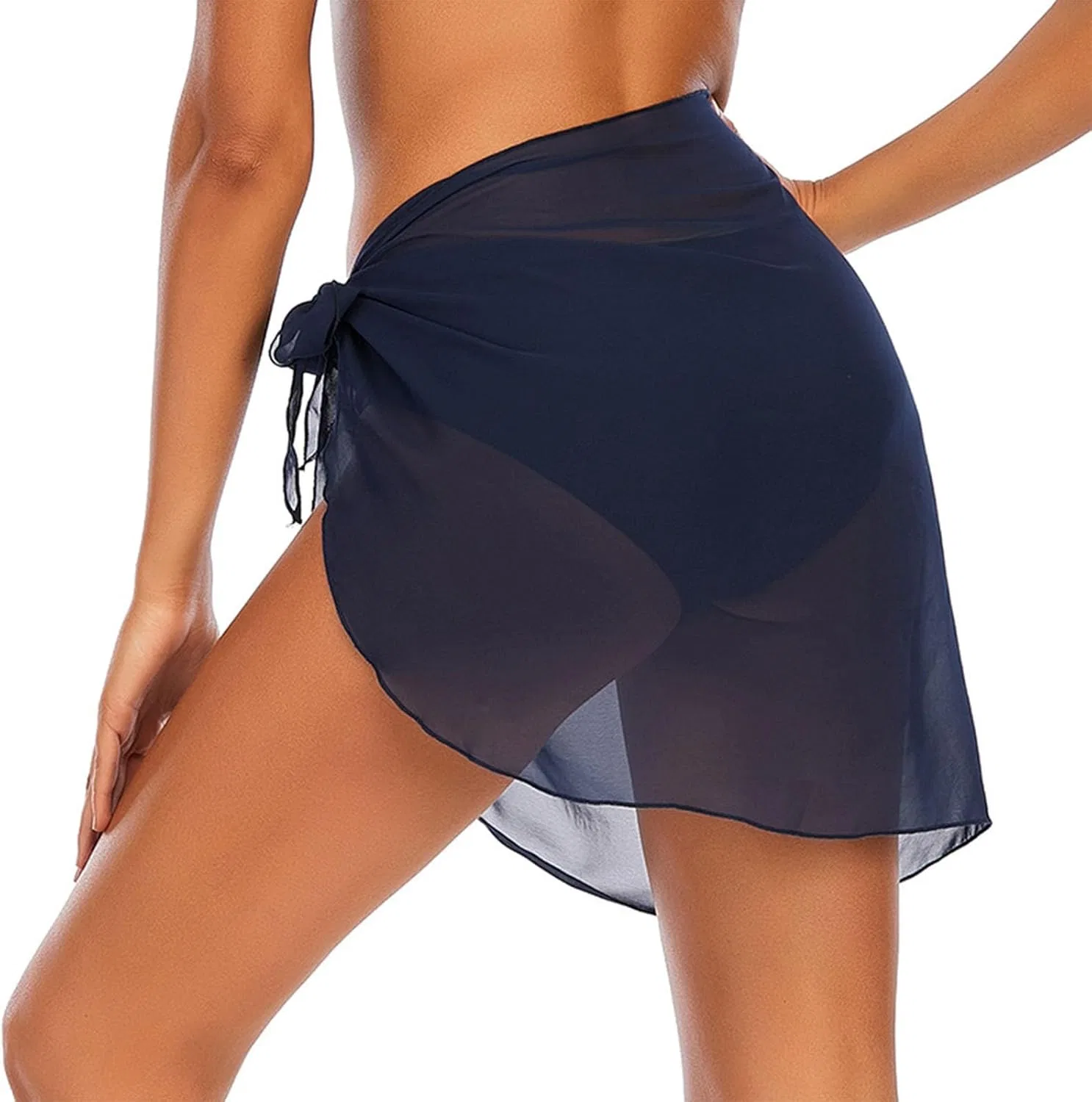 Женский пляжный саронг из шифона, Wrap Skirt, Navy — фото 4
