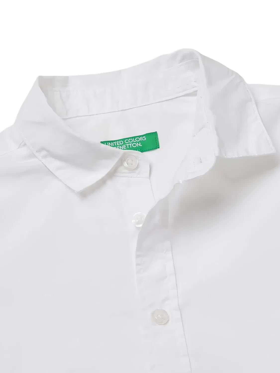 Рубашка хлопковая с длинными рукавами Benetton, белый — фото 2
