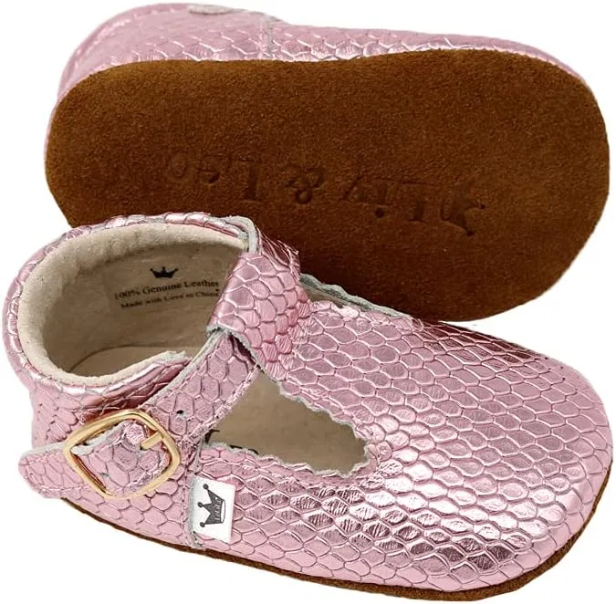 Детские туфли Мэри Джейн с ремешком Liv & Leo, Pink Metallic — фото 3