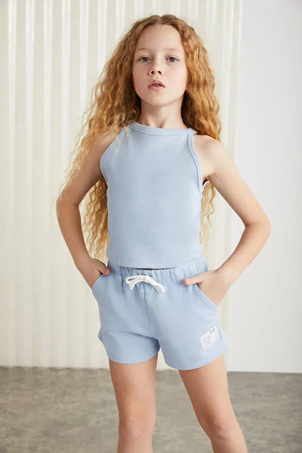 Детские шорты для девочек хлопковые Plain Grimelange, Blue