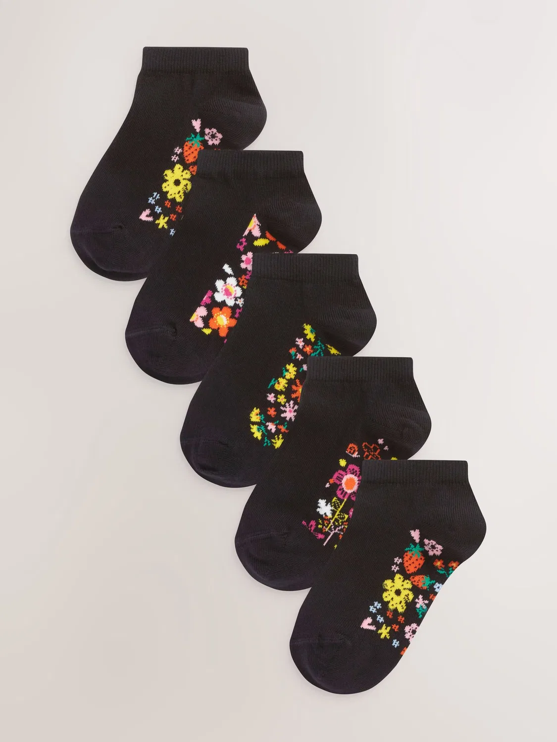 Носки, 5 пар, хлопковые, с цветочным рисунком Next, Black Floral