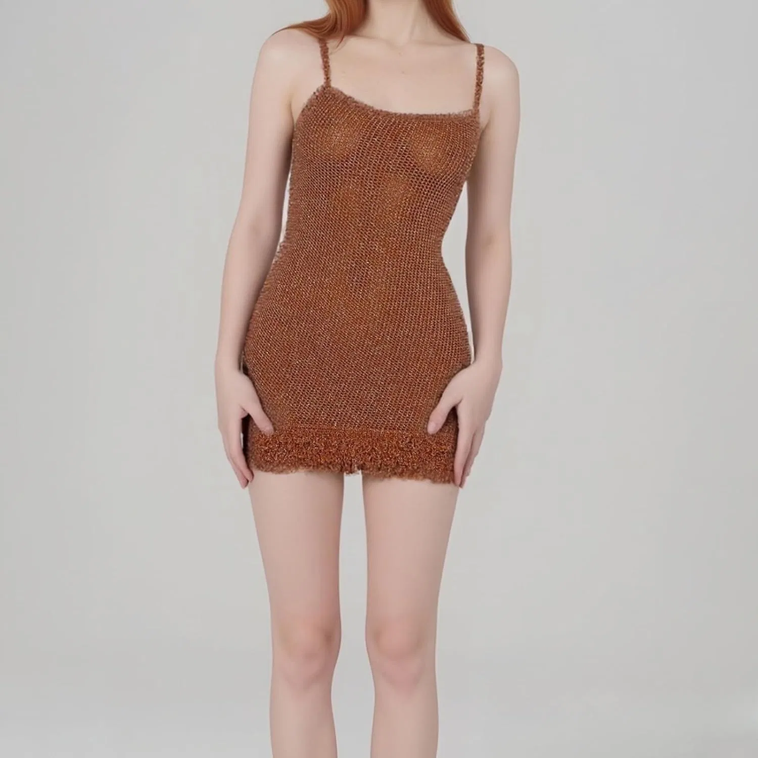 Женское мини-платье на тонких бретелях Bodycon, Orange — фото 2