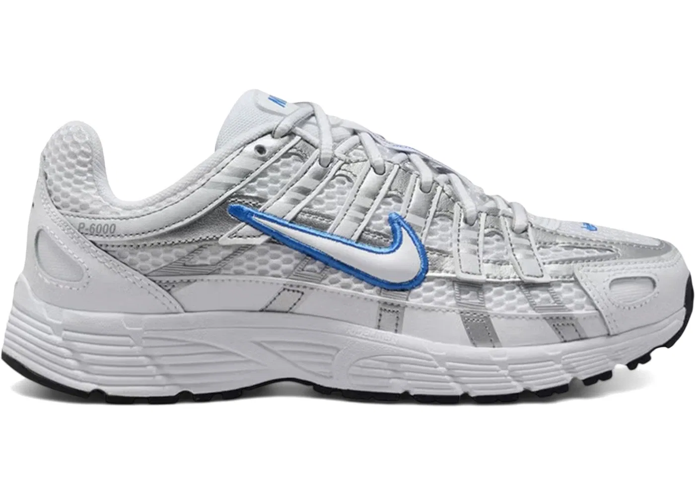 Детские кроссовки Lifestyle Nike P-6000, White Blue Crystal Metallic Silver White