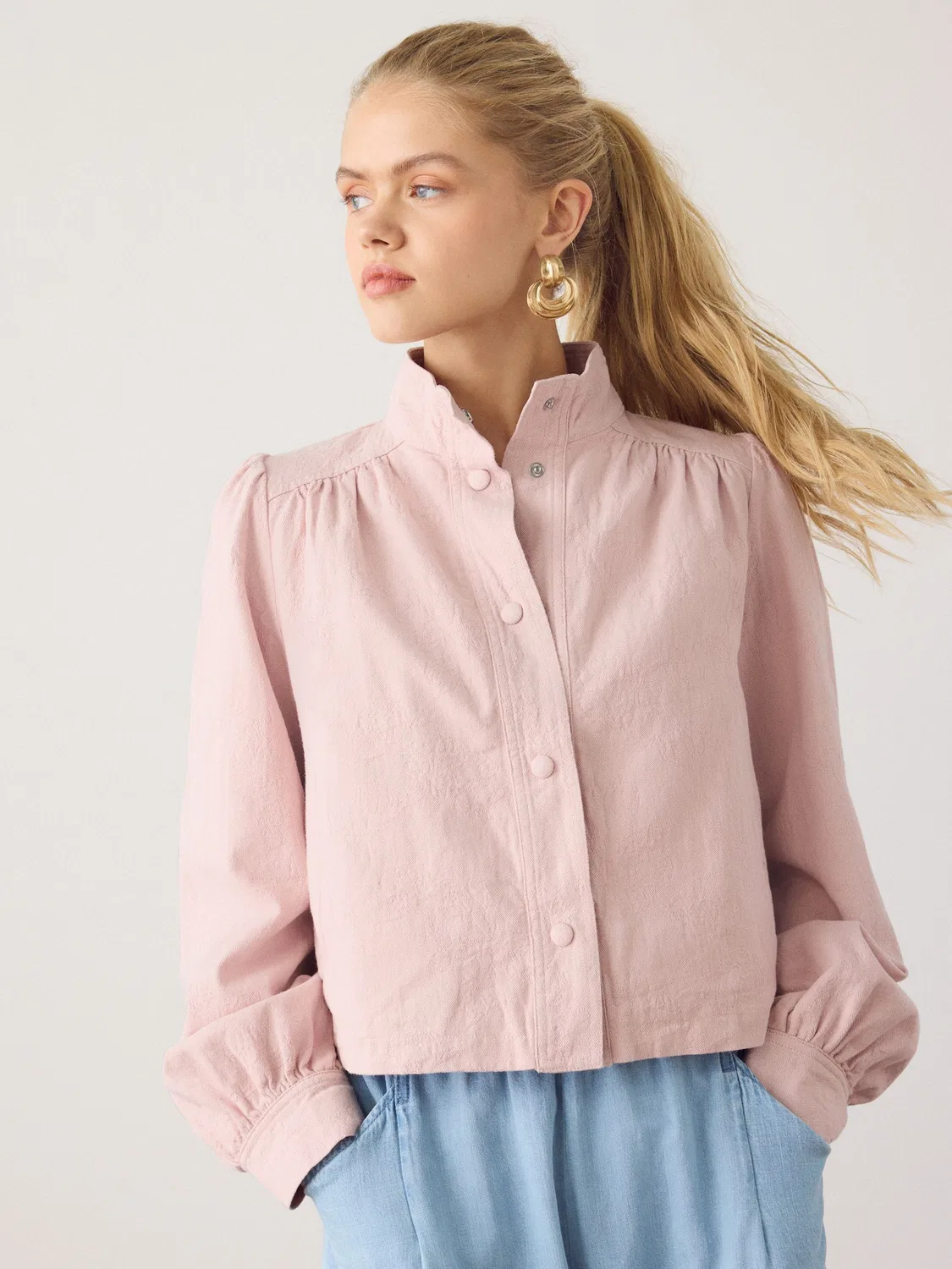 Жакет с воротником-стойкой, Pink Jacquard Next, розовый