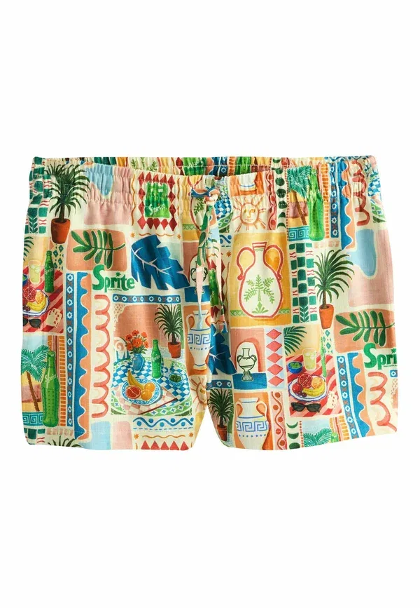 Пижамный комплект из хлопка и вискозы с льном, Regular fit - sprite graphic short pyjamas set, Next, синий — фото 3