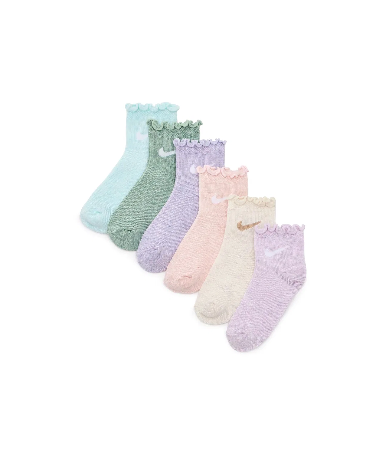 Набор из 6 пар носков Lettuce Ankle Socks (для малышей/детей постарше) Nike Kids, Coconut Milk Heather