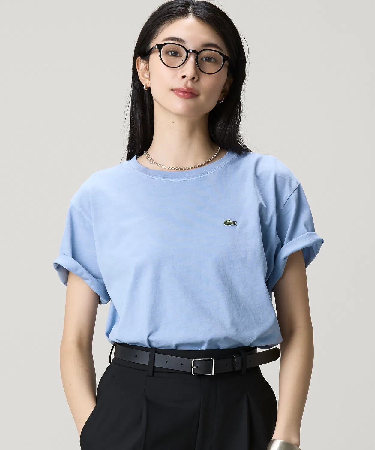 Женская футболка с принтом крокодила, укороченная LACOSTE, Pink — фото 3