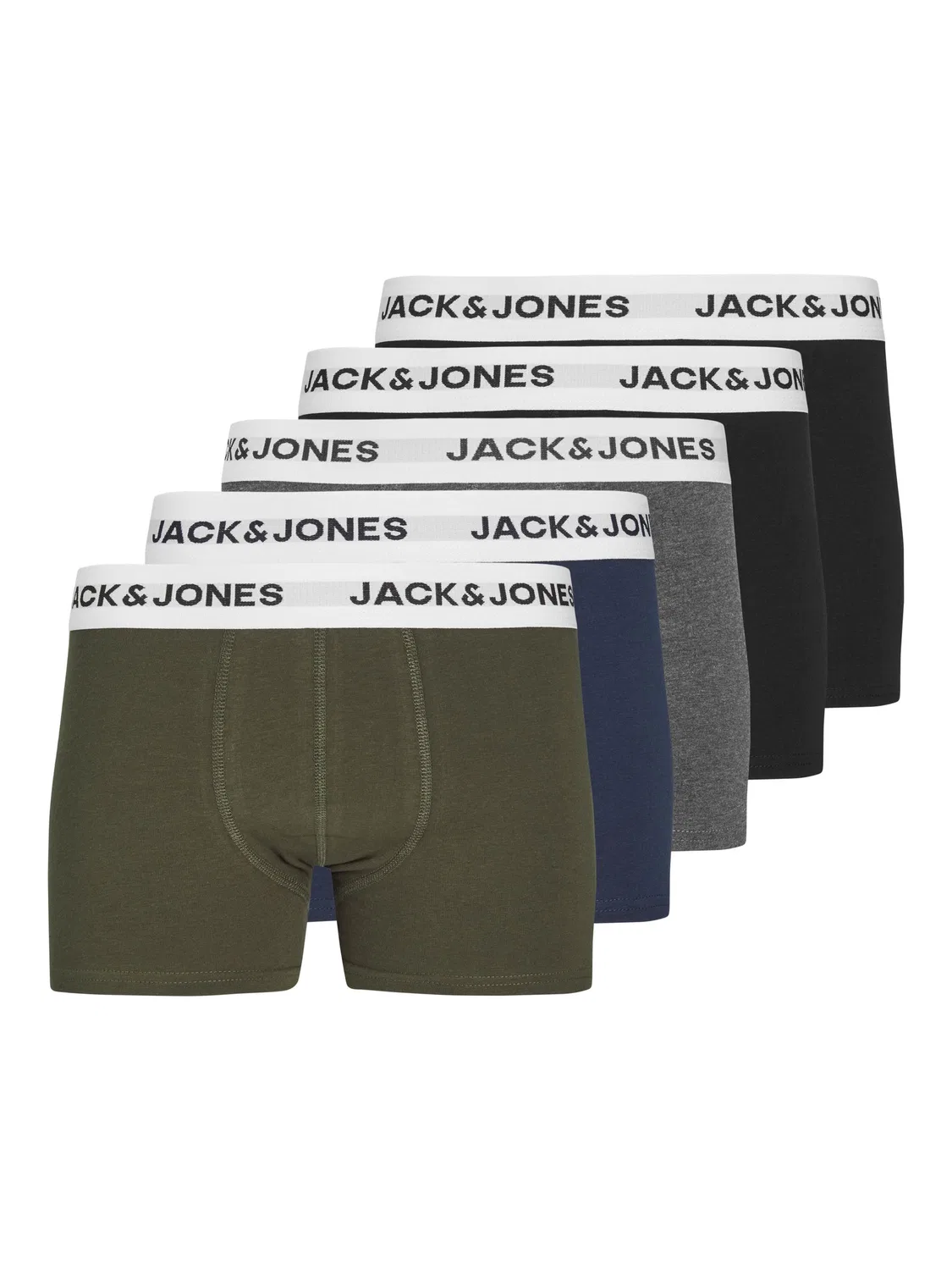 Трусы JACK & JONES JUNIOR 5 штук, черный/зеленый/серый/синий
