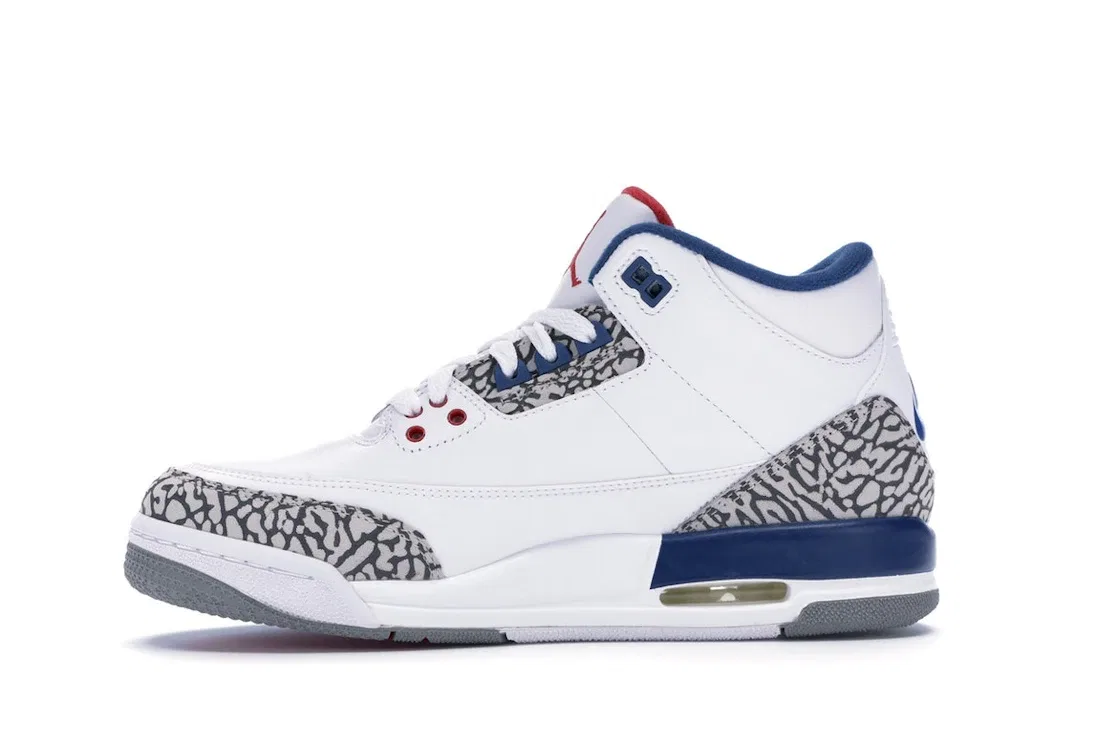 Детские кроссовки Lifestyle белые с отделкой Jordan 3 Retro, White/True Blue-Varsity Red — фото 3