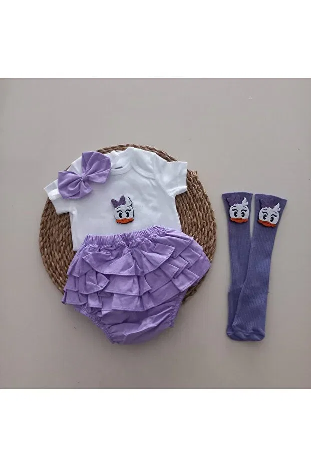 Детский комплект для девочек с принтом Lilac Daisy Ruffle Mars Baby, Lila
