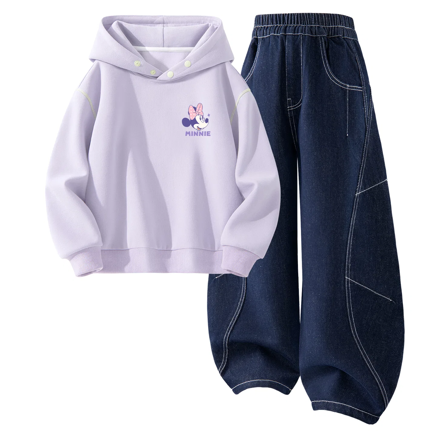 Детский спортивный комплект с капюшоном, с принтом, Disney, Milk Taro Purple Denim Dark Blue