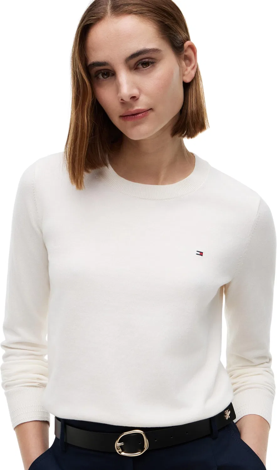 Женский пуловер с круглым вырезом Tommy Hilfiger, Yellow (Ivory Petal) — фото 3