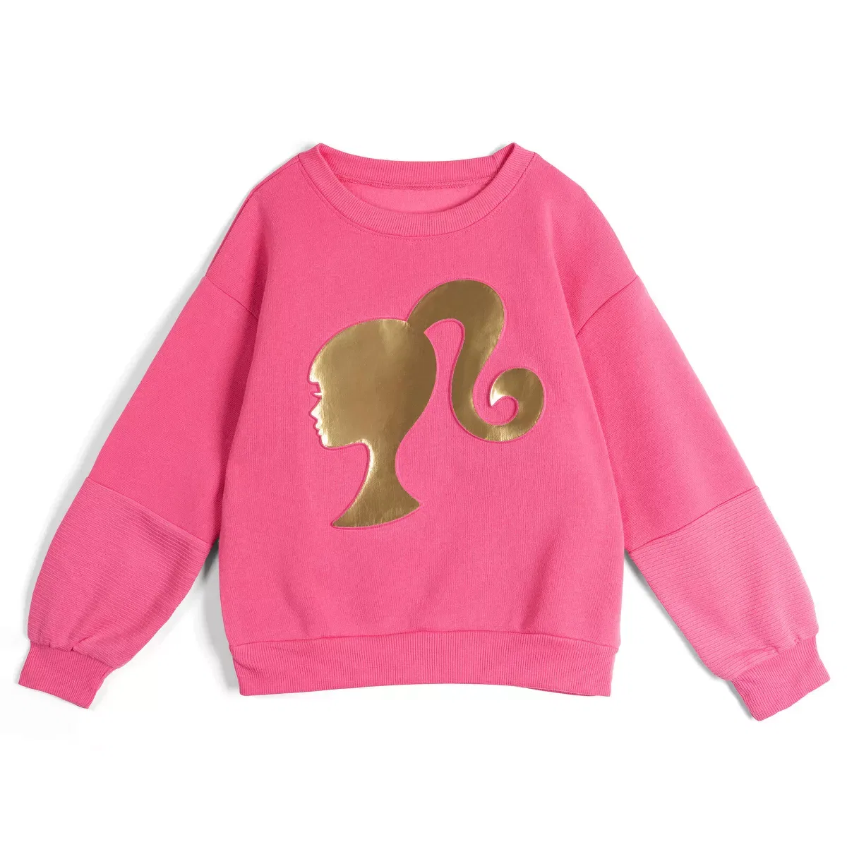 Детский комплект из толстовки и спортивных штанов с принтом Barbie Girls Fleece Pullover Sweatshirt and Jogger Pants Outfit Set Barbie, Rose Pink — фото 2