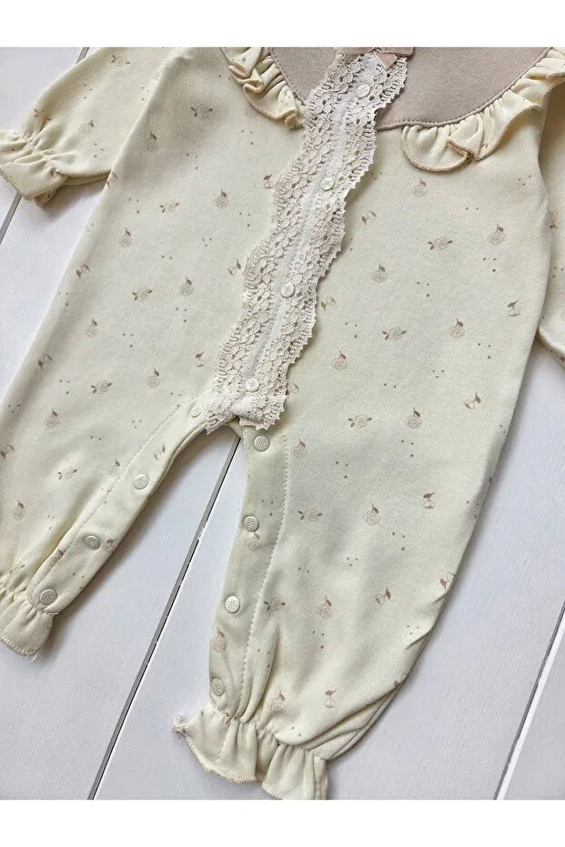 Детский комбинезон для девочек хлопковый Basics Panfilia, Ecru-Cream — фото 4