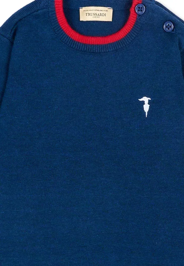 Джемпер хлопковый Maglioni Tru Trussardi Junior, синий — фото 3