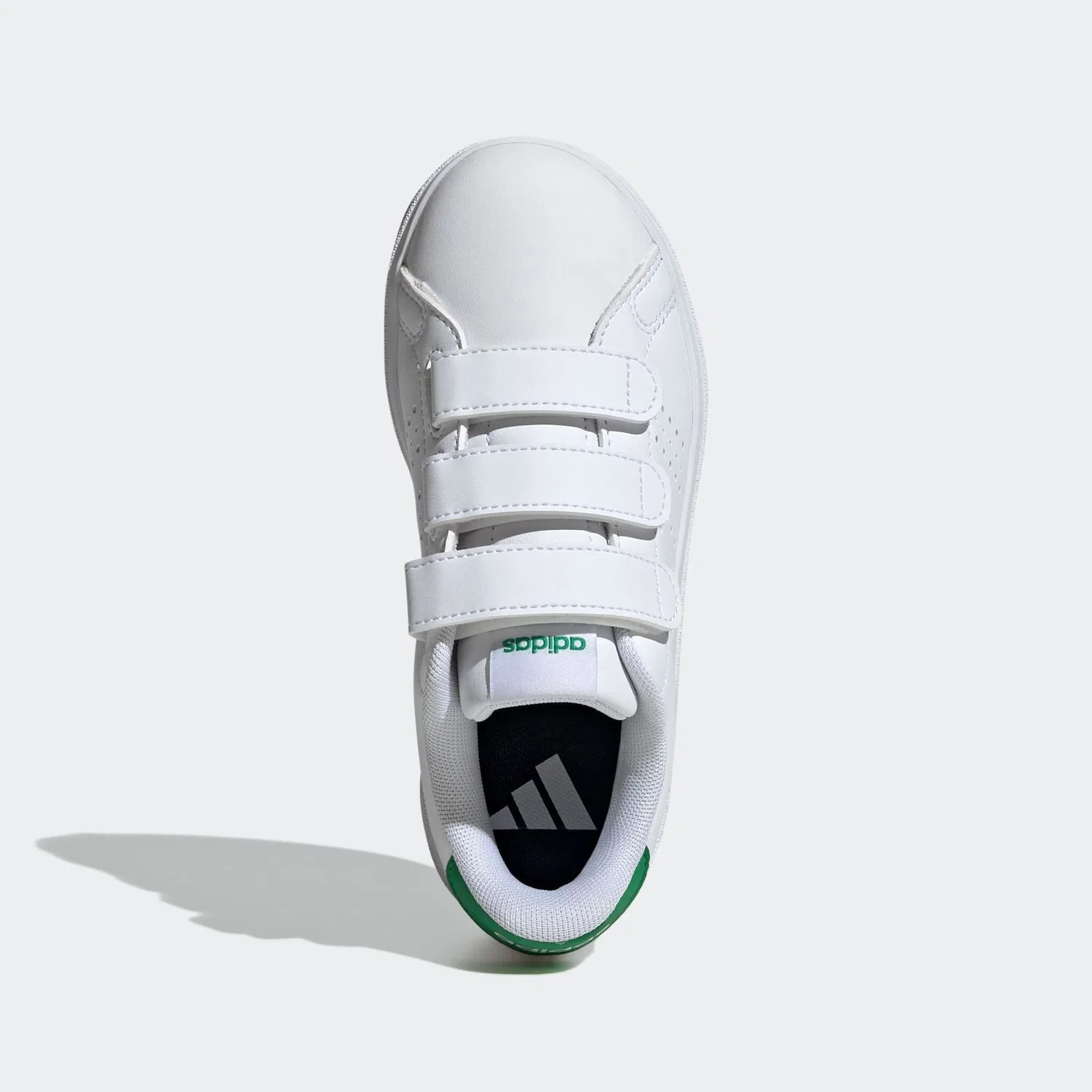 Детские спортивные кроссовки с перфорированными полосками Adidas, Cloud White/Ftwr White/Green — фото 4