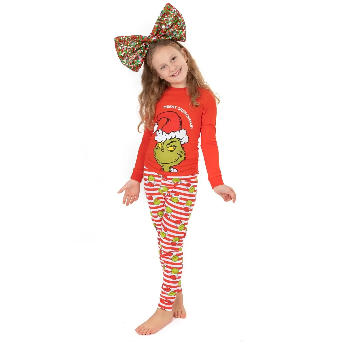 Детский комплект пижамы для девочек с длинным рукавом The Grinch, Red