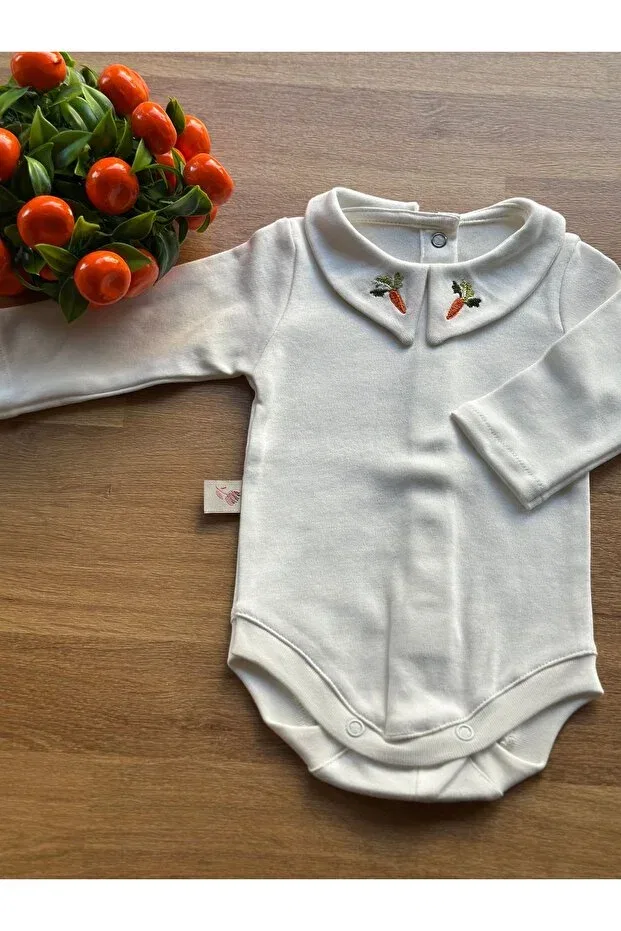 Детское боди для новорожденных с вышивкой Морковь Mama Miel Baby, White — фото 2