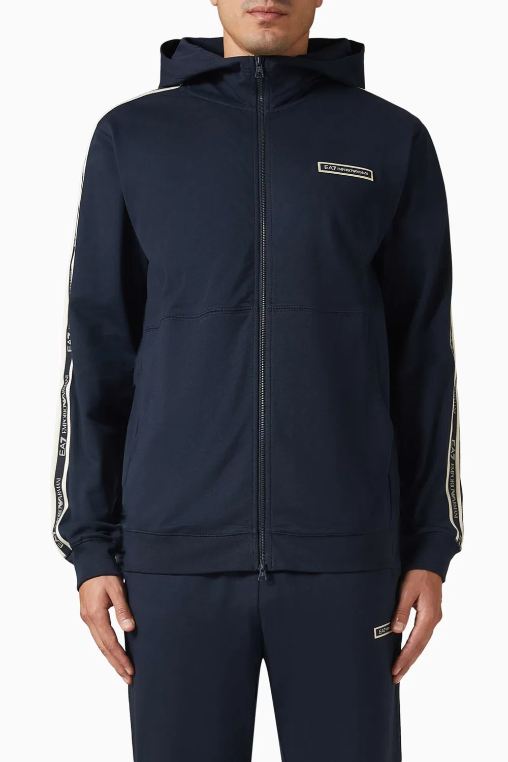 Худи с логотипом из джерси Emporio Armani, синий