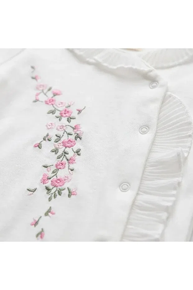 Детский комбинезон для девочек с вышивкой Pugi Baby, Nude Color — фото 4