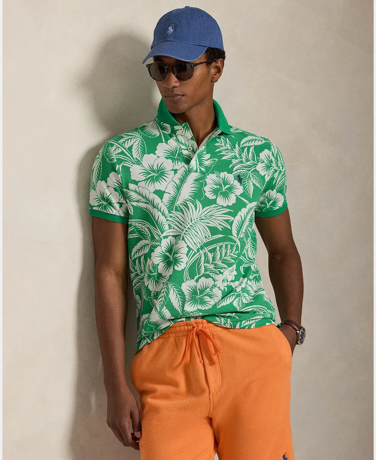 Мужское поло Custom Slim Fit Tropical Piqué Polo Ralph Lauren, Verde Claro