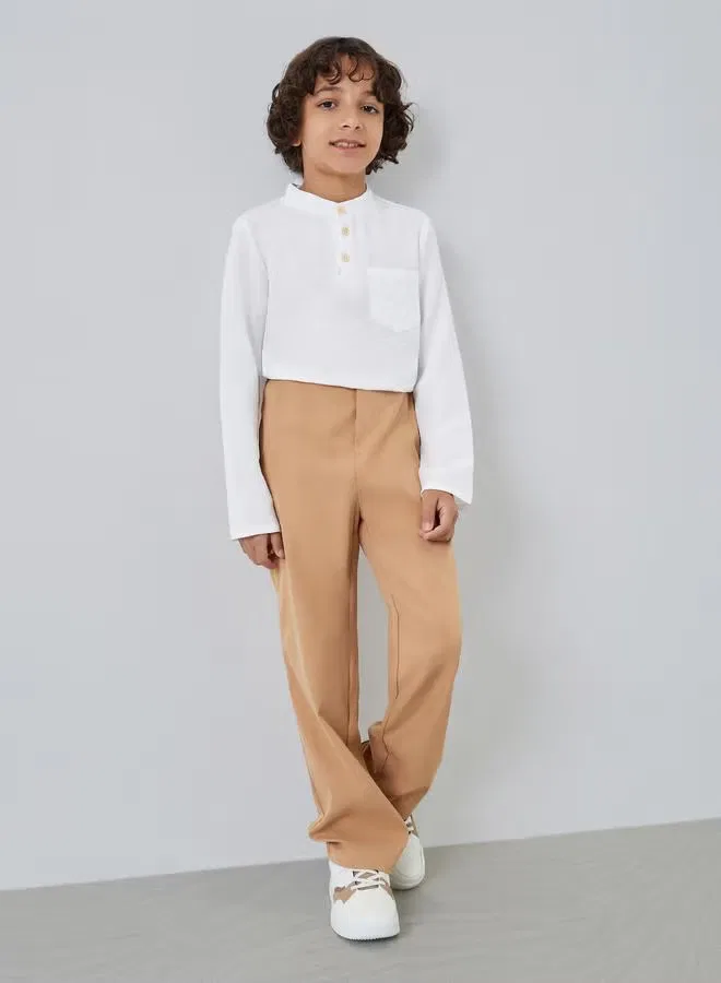 Комплект рубашки и брюк Boys white shirt and pant set Styli, бежевый