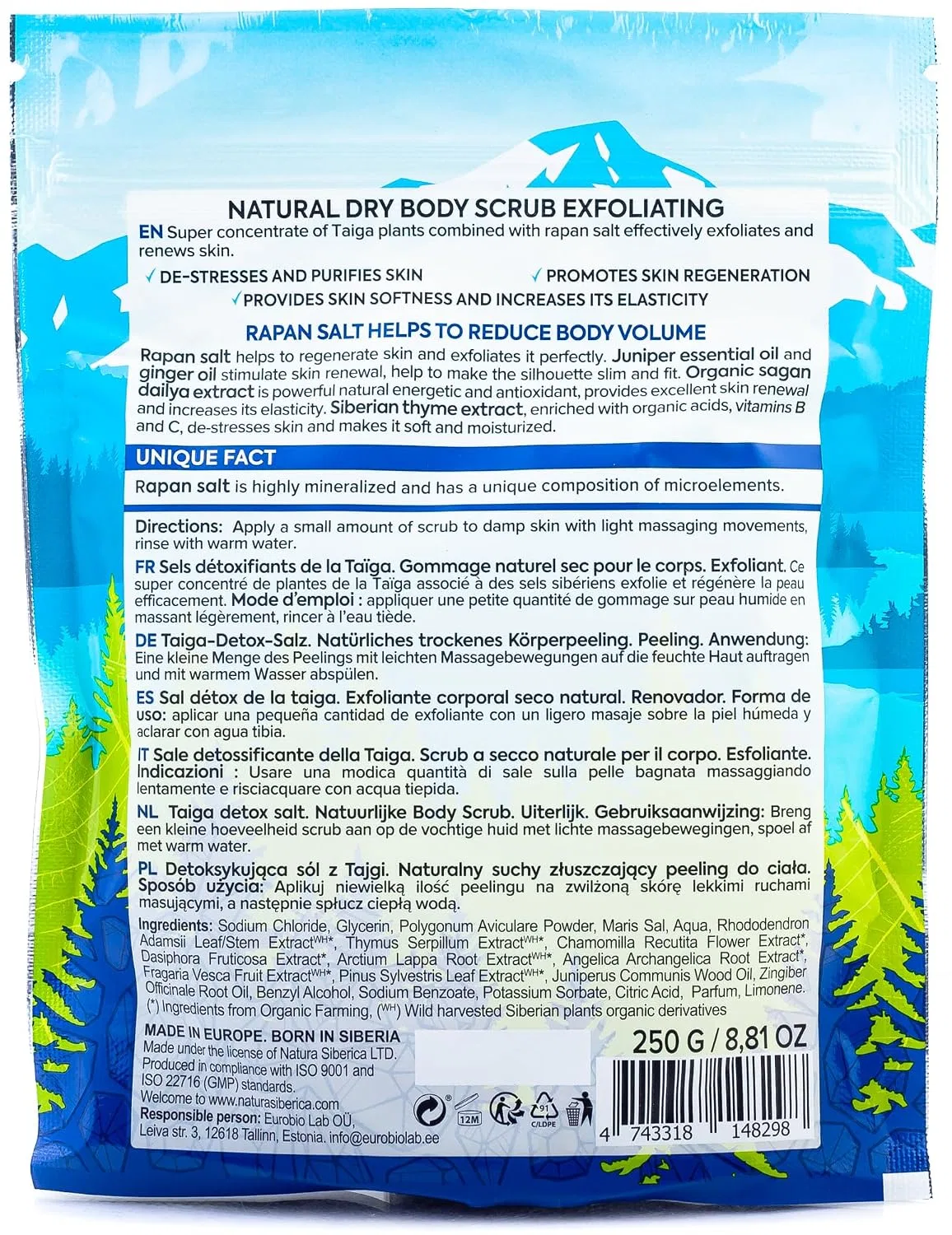 Скраб для тела Taiga Siberica Natural Dry Body Scrub Exfoliating, 250 г Natura Siberica — фото 2