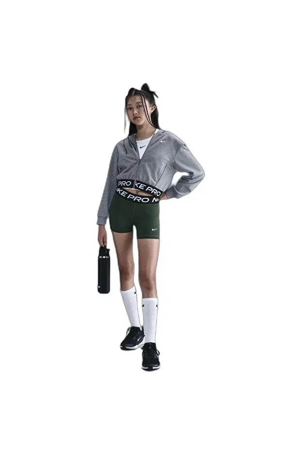 Детские шорты для девочек с принтом Pro kids leggings shorts fitness and training short leggings shorts Nike, Green - White — фото 2