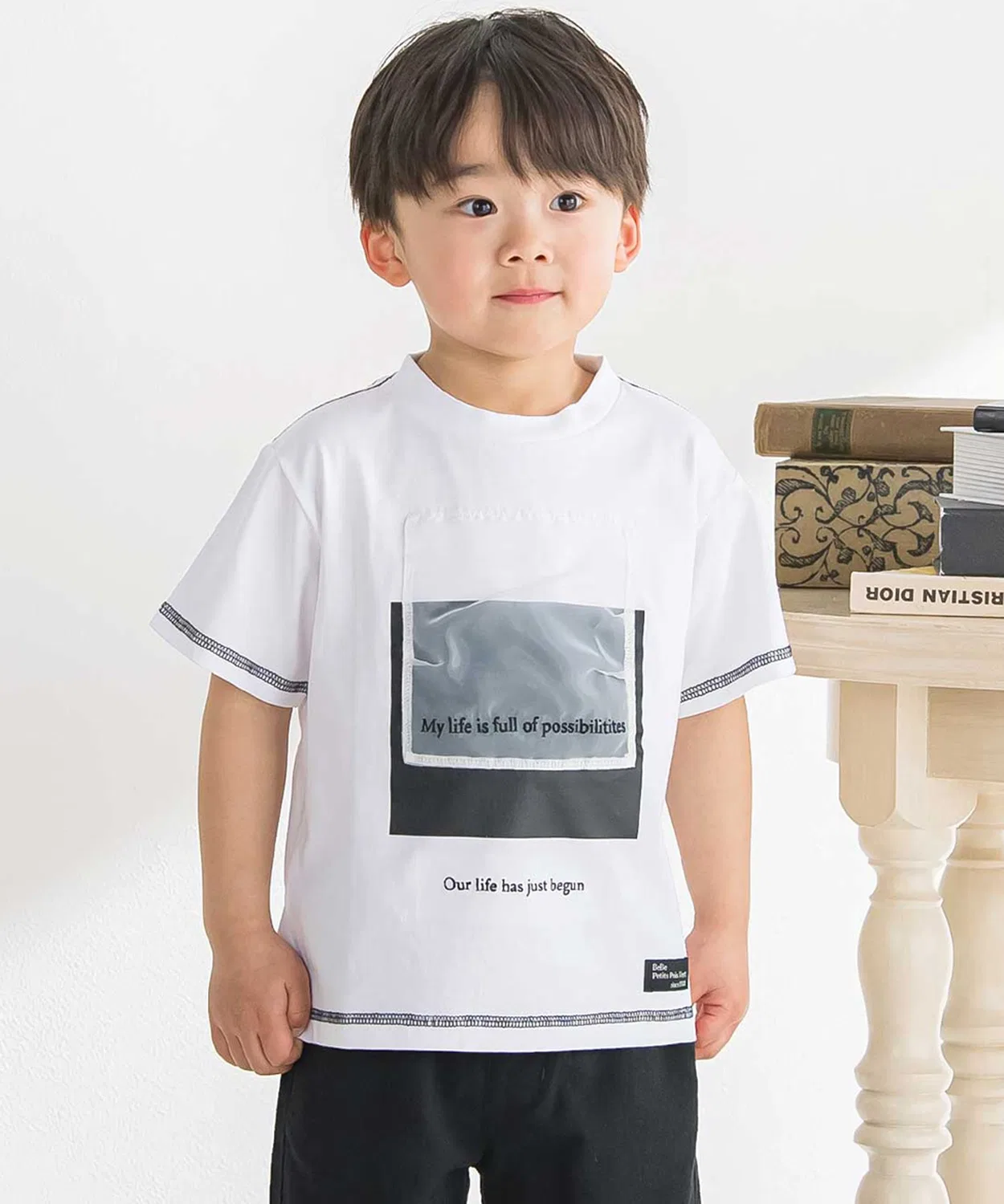 Детская футболка с органзой и вышивкой, модель Point BeBe Petits Pois Vert, White