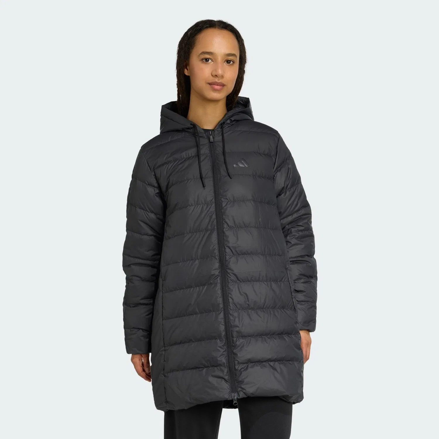 Мужская утепленная парка с капюшоном Essentials CLIMAWARM 3-Streifen Light Adidas, Schwarz