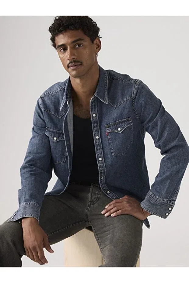 Мужская рубашка с длинным рукавом Levi'S, Med Indigo - Flat Finish — фото 4