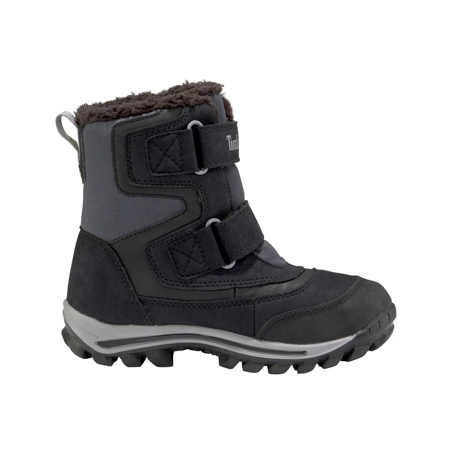 Детские зимние ботинки на шнуровке с мембраной Gore-Tex Timberland, Black-Grey — фото 3