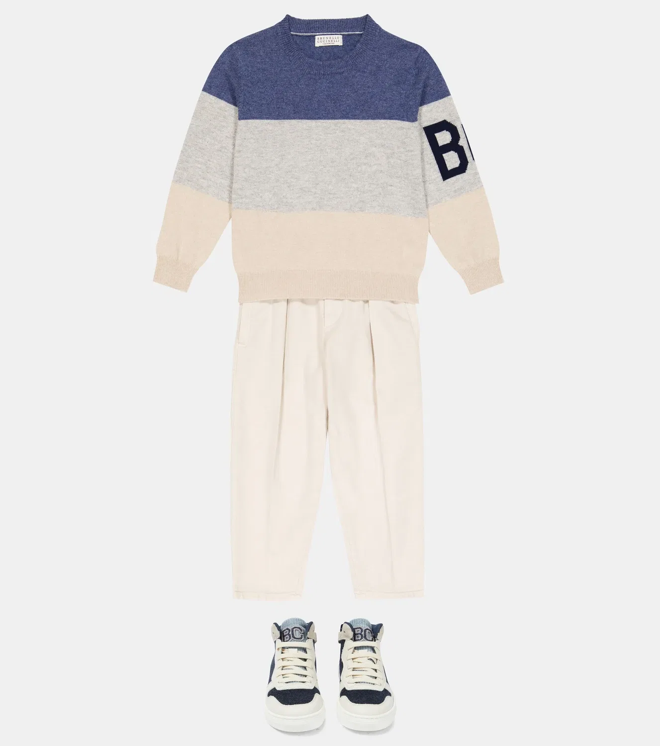 Джинсы плиссированные Brunello Cucinelli Kids, белый — фото 2