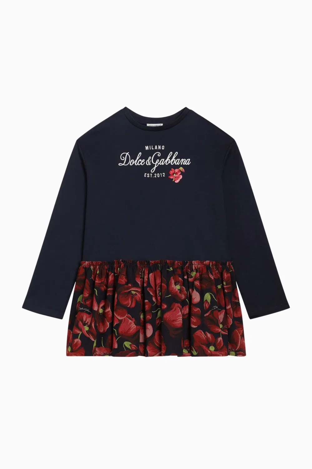 Платье-мини с принтом мака хлопковое Dolce & Gabbana