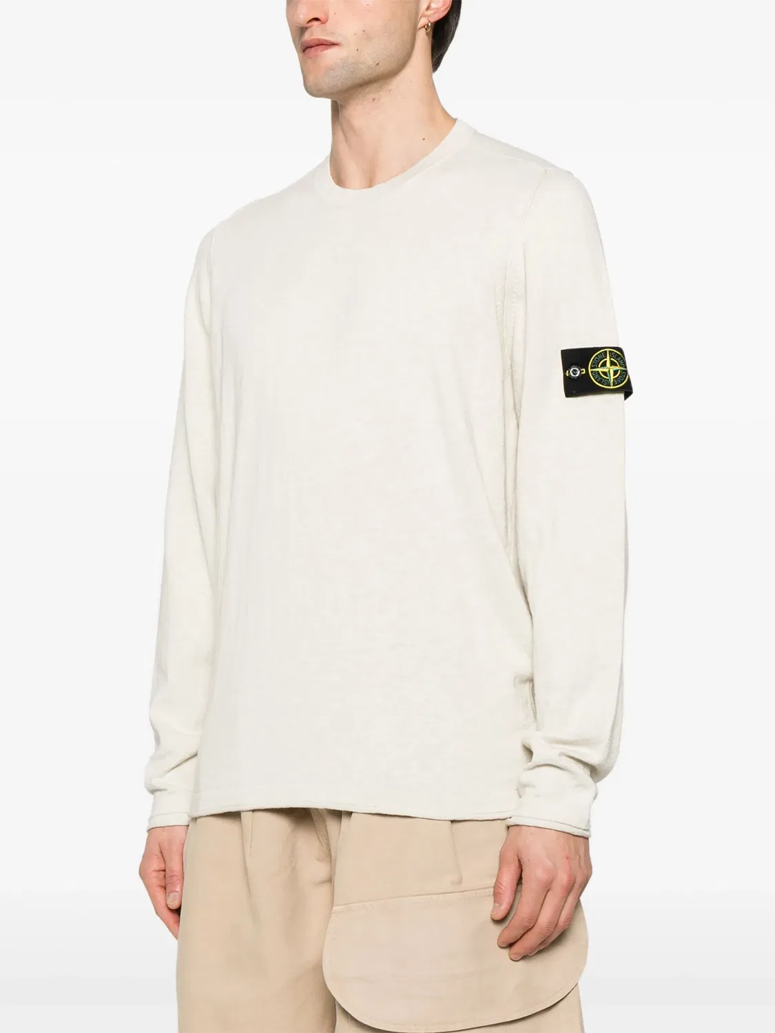 Свитер из хлопка и полиамида Stone Island, белый — фото 2