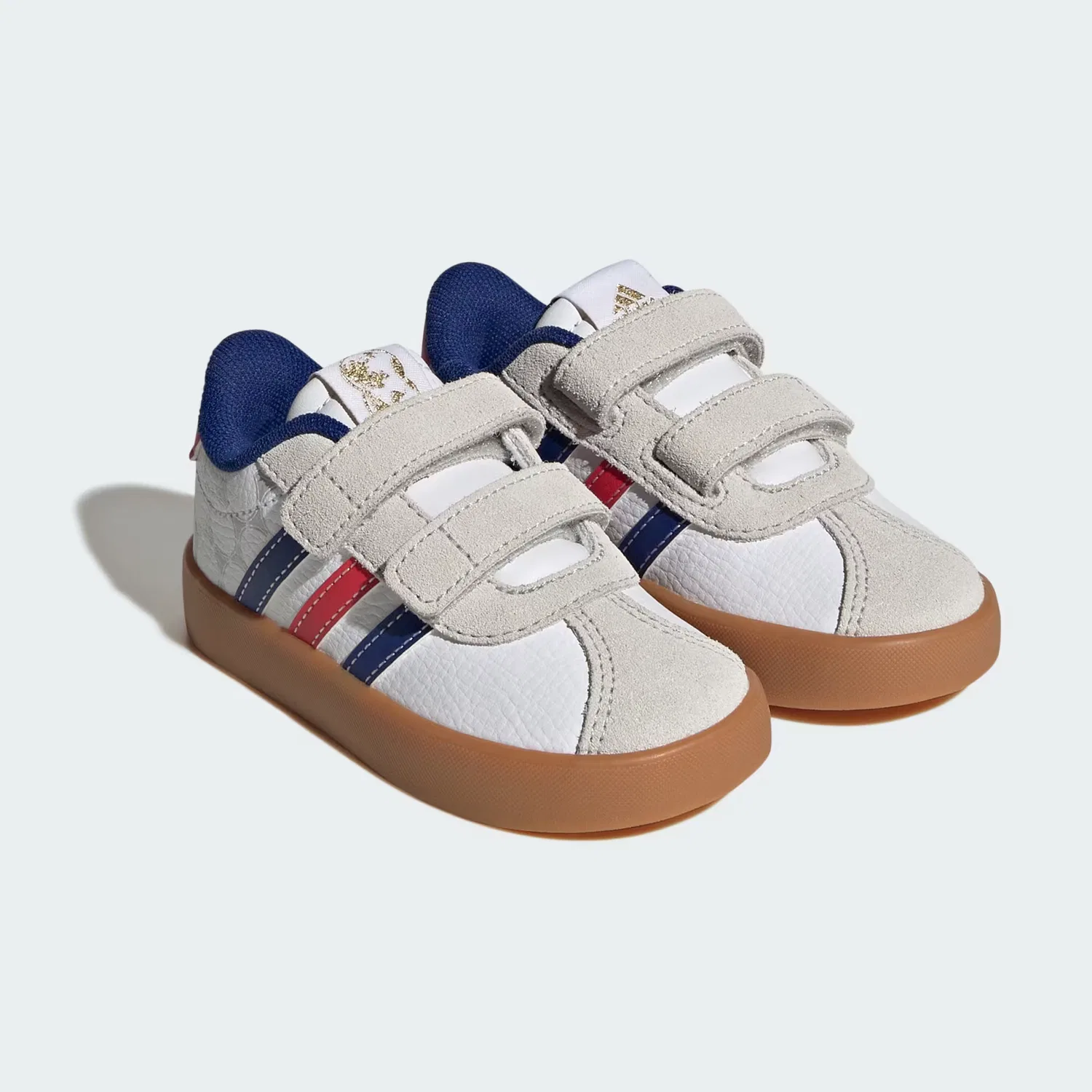Детские кроссовки на липучках VL Court 3.0 Adidas Sportswear, Cloud White/Pure Ruby/Mystery Ink — фото 2