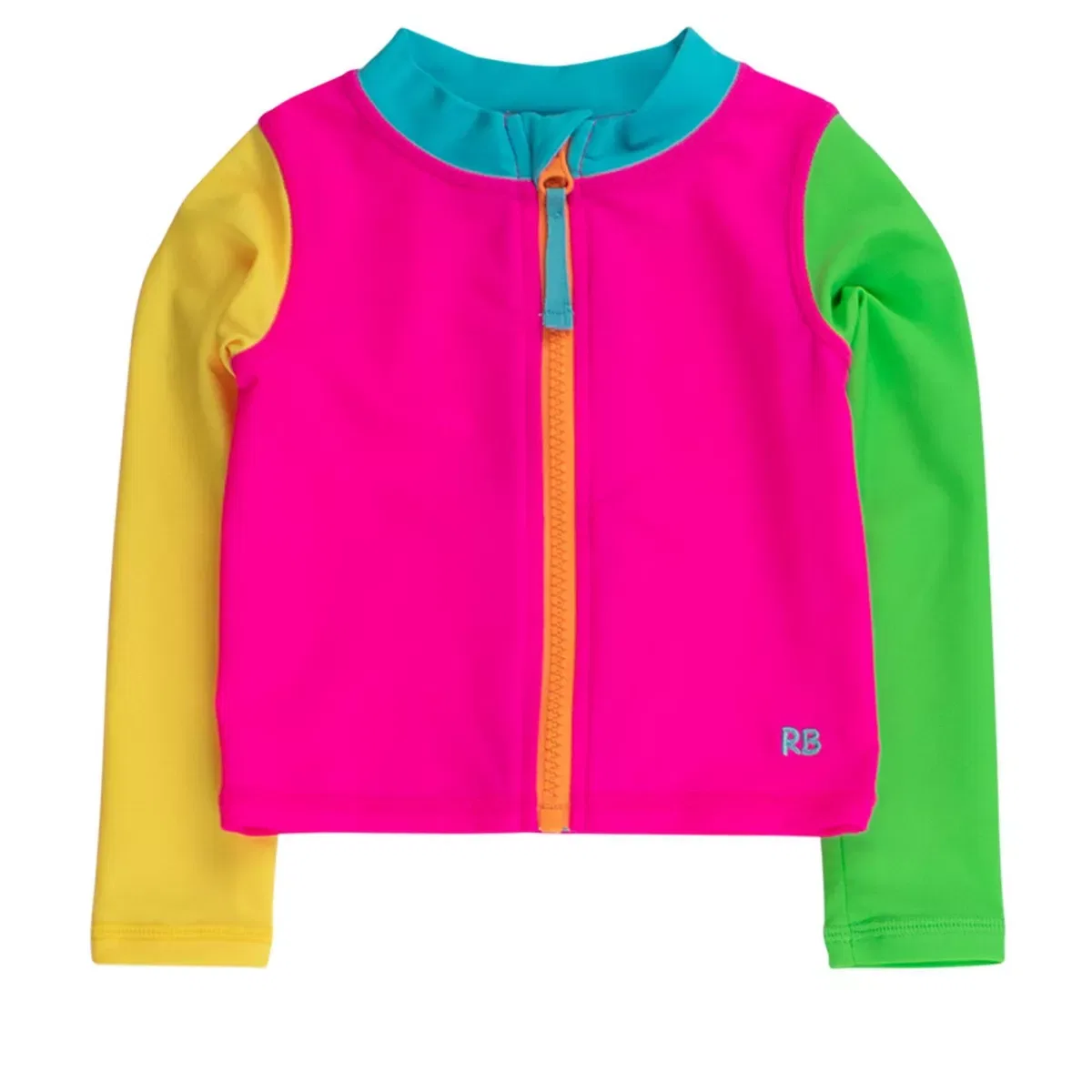 Детский рашгард с длинным рукавом на молнии RuffleButts, Neon Color Block
