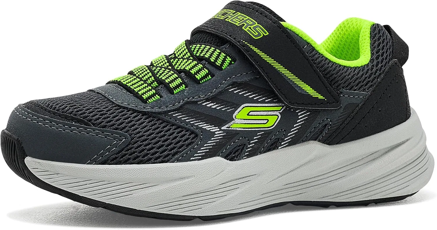Детские кроссовки для мальчиков Microspec Tread Skechers, Charcoal Black Synthetic/Charcoal Textile/Lime Trim