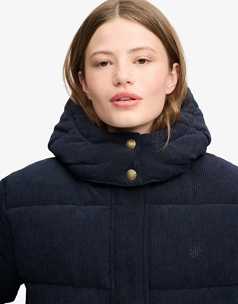 Пуховая куртка Superdry Premium с капюшоном из вельвета, затмение темно-синий — фото 3
