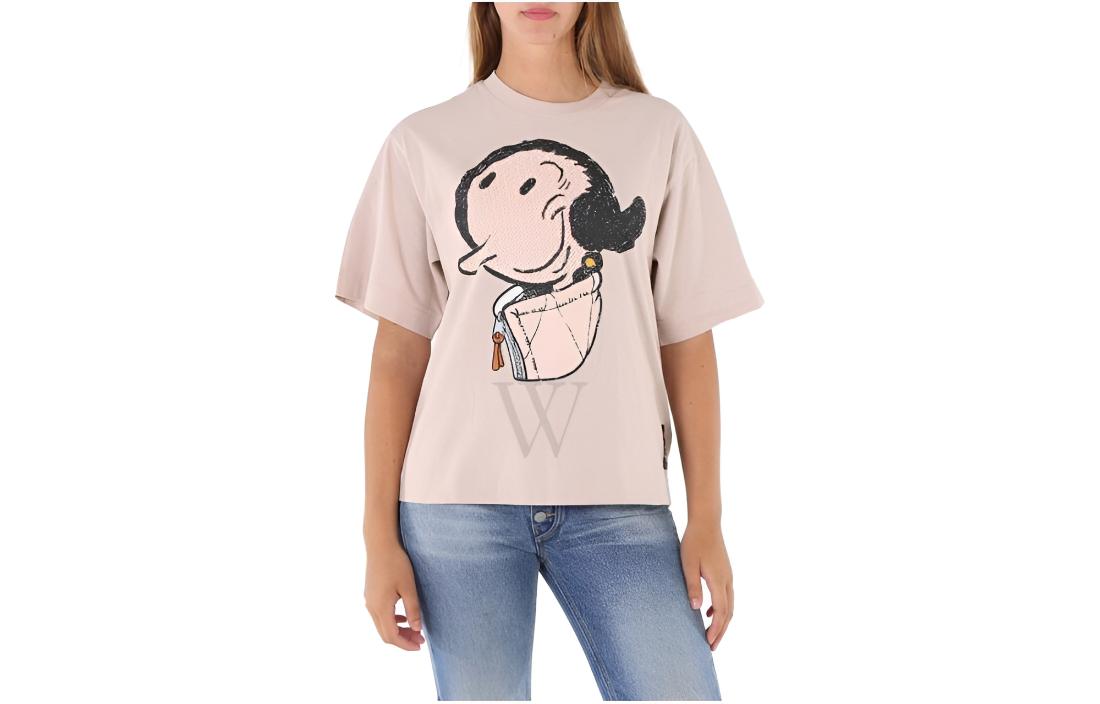 

Футболка с рукавом дроп-шилдер женская бежево-желтая MONCLER GENIUS