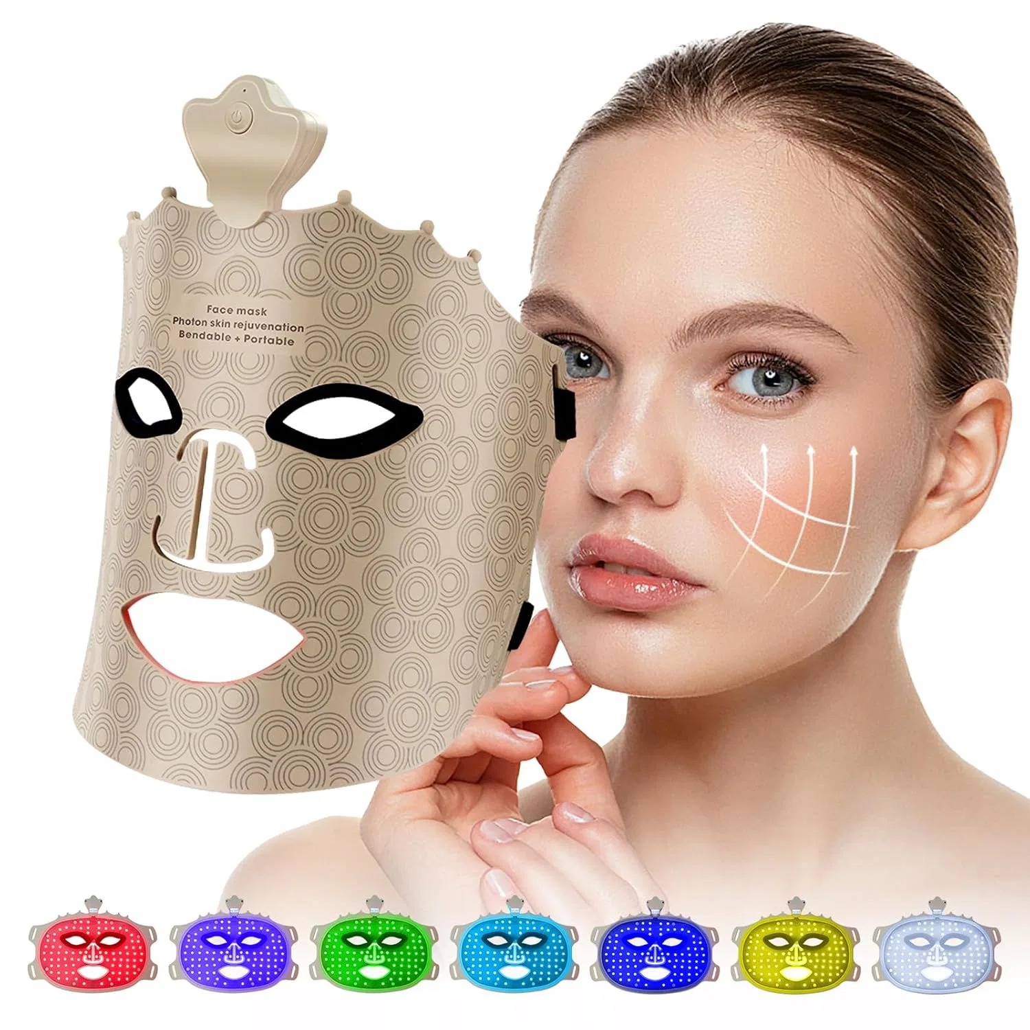 Маска для лица Usuielight — LED с красным светом, 7 цветов , Brown, 190 г