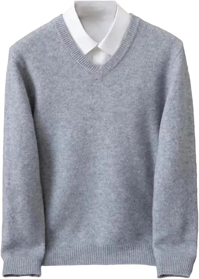 

Мужской пуловер из 100% мериносовой шерсти с V-образным вырезом